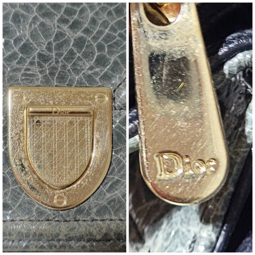 Authentic CHRISTIAN DIOR Metallic Brushed Calfskin Diorama Wallet on Cha… - Picture 13 of 16